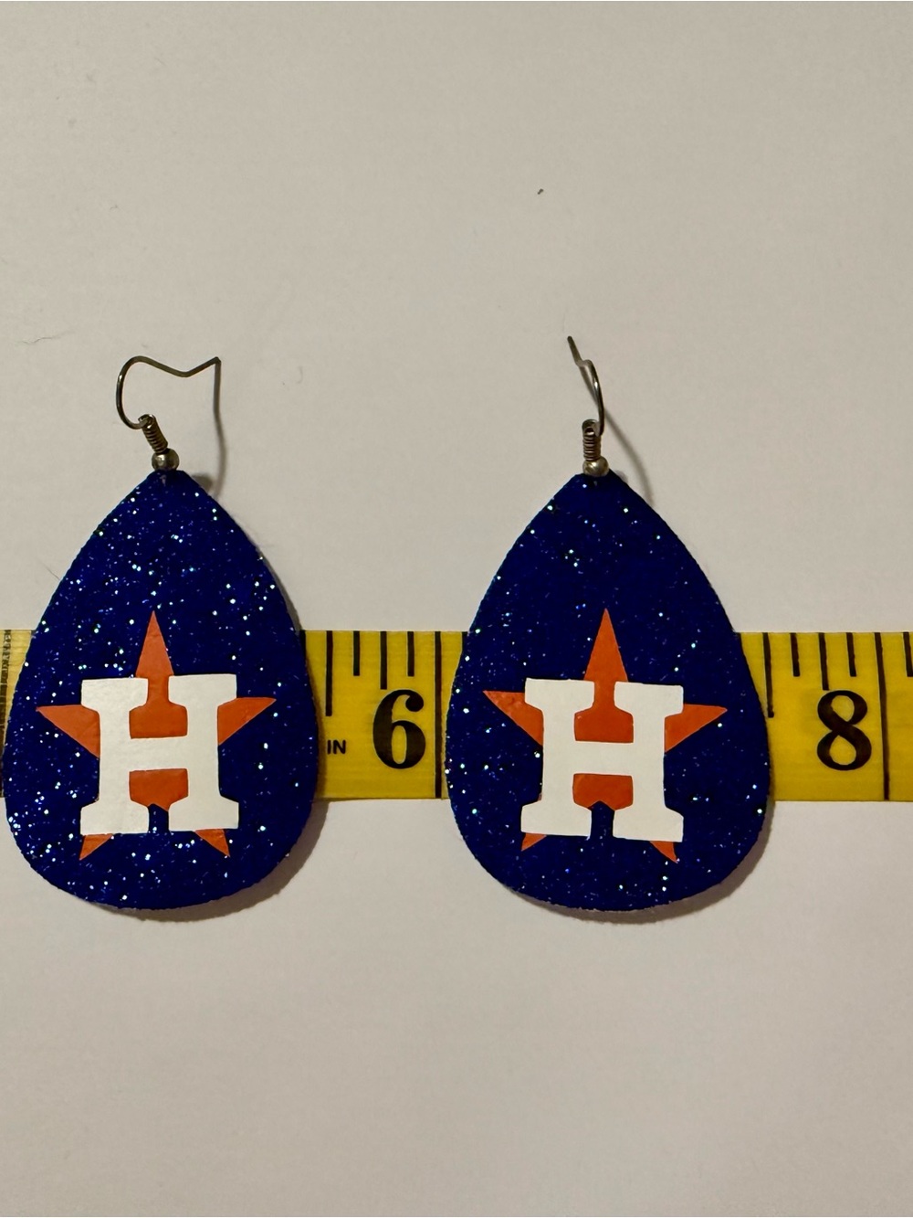 Houston Astros Inspired Blue Teardrop Earrings